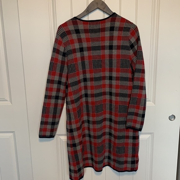 Jones New York Women Houndstooth Knit Plaid Sweater Long Duster Jacket NWT Small - Picture 13 of 14